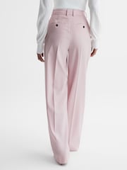 Reiss Pink Evelyn Wool Blend Mid Rise Wide Leg Trousers - Image 5 of 5
