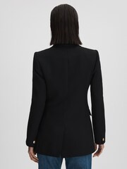 Reiss Black Lara Tailored Textured Wool Blend Double Breasted Blazer - Image 5 of 6