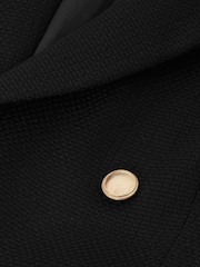 Reiss Black Lara Tailored Textured Wool Blend Double Breasted Blazer - Image 6 of 6