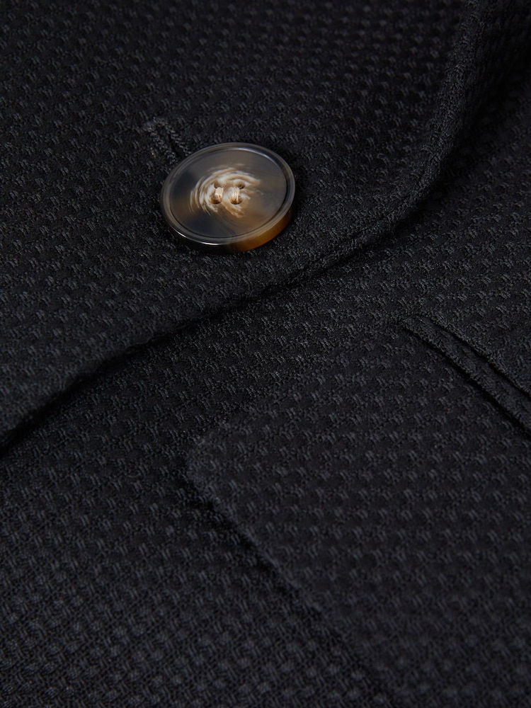 Reiss Black Lana Tailored Textured Wool Blend Double Breasted Blazer - Image 5 of 5