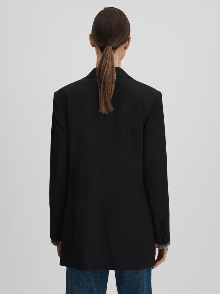 Reiss Black Alia Oversized Wool Blend Single Breasted Blazer - Image 5 of 5