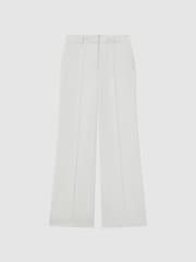 Reiss White Sienna Petite Crepe Wide Leg Suit Trousers - Image 2 of 8