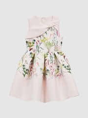 Reiss Green Emily 9-14 yrs Scuba Floral Printed Dress - Image 1 of 5