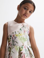Reiss Green Emily 9-14 yrs Scuba Floral Printed Dress - Image 4 of 5
