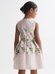 Reiss Green Emily 9-14 yrs Scuba Floral Printed Dress - Image 5 of 5