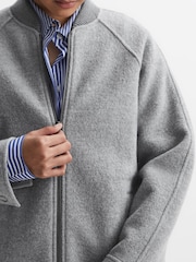 Reiss Charcoal Penelope Wool Bomber Jacket - Image 4 of 8