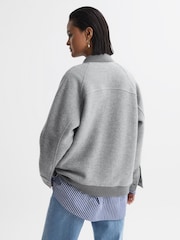 Reiss Charcoal Penelope Wool Bomber Jacket - Image 5 of 8