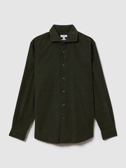 Reiss Khaki Vincy Corduroy Cutaway Collar Shirt - Image 2 of 6