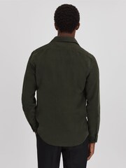 Reiss Khaki Vincy Corduroy Cutaway Collar Shirt - Image 5 of 6
