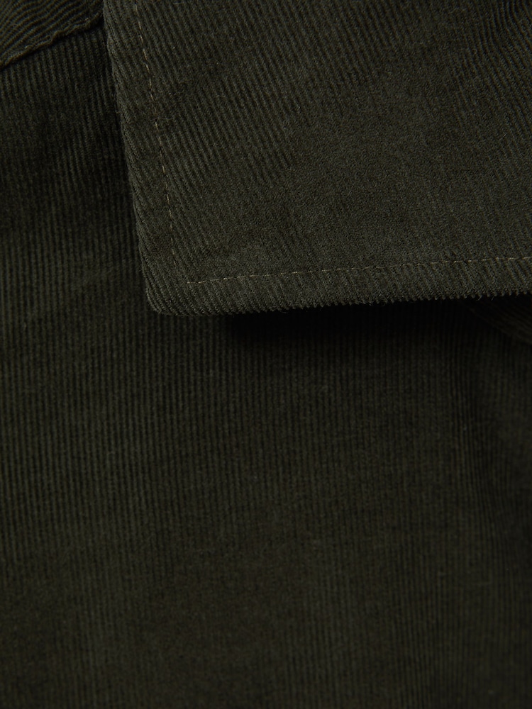 Reiss Khaki Vincy Corduroy Cutaway Collar Shirt - Image 6 of 6