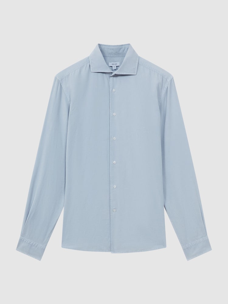 Reiss Soft Blue Vincy Corduroy Cutaway Collar Shirt - Image 2 of 6