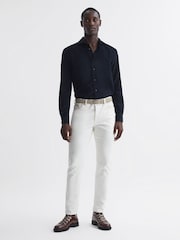 Reiss Navy Vincy Corduroy Cutaway Collar Shirt - Image 3 of 6