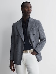 Reiss Navy Vincy Corduroy Cutaway Collar Shirt - Image 5 of 6