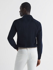 Reiss Navy Vincy Corduroy Cutaway Collar Shirt - Image 6 of 6
