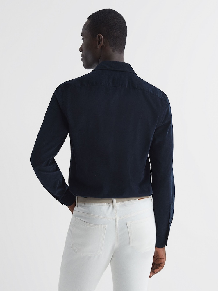 Reiss Navy Vincy Corduroy Cutaway Collar Shirt - Image 6 of 6
