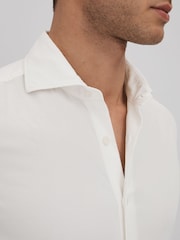 Reiss Off White Vincy Corduroy Cutaway Collar Shirt - Image 4 of 6