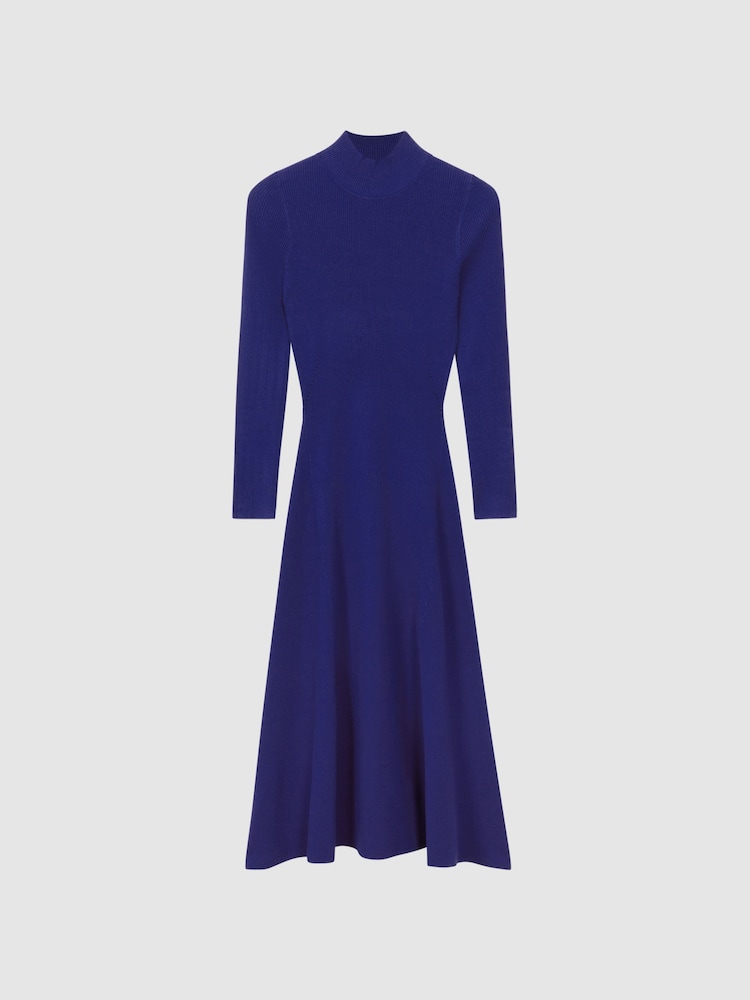 Reiss Blue Chrissy Knitted Bodycon Midi Dress - Image 2 of 5