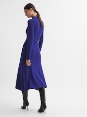 Reiss Blue Chrissy Knitted Bodycon Midi Dress - Image 5 of 5