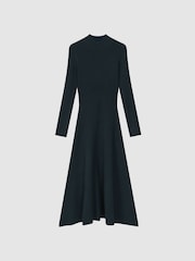 Reiss Teal Chrissy Knitted Bodycon Midi Dress - Image 2 of 6