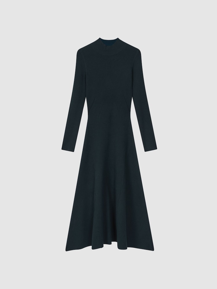 Reiss Teal Chrissy Knitted Bodycon Midi Dress - Image 2 of 6