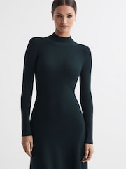 Reiss Teal Chrissy Knitted Bodycon Midi Dress - Image 3 of 6