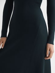 Reiss Teal Chrissy Knitted Bodycon Midi Dress - Image 4 of 6
