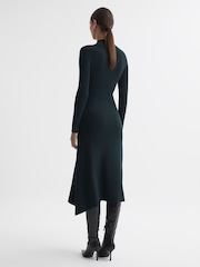 Reiss Teal Chrissy Knitted Bodycon Midi Dress - Image 5 of 6