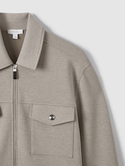 Taupe (Taupe) - Reiss Medina Zipped Interlock-Jersey Overshirt - Image 5 de 6