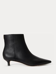 Lauren Ralph Lauren Black Francesca Leather Kitten Heel Ankle Boots - Image 1 of 4