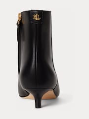 Lauren Ralph Lauren Black Francesca Leather Kitten Heel Ankle Boots - Image 3 of 4