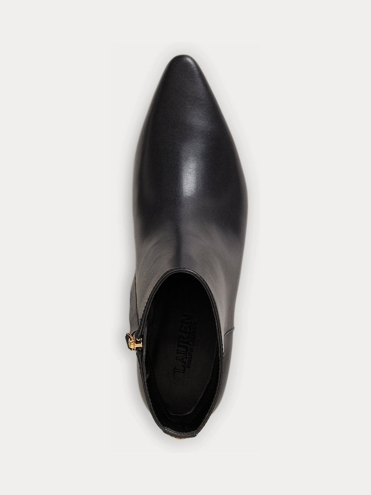 Lauren Ralph Lauren Black Francesca Leather Kitten Heel Ankle Boots - Image 4 of 4 Lauren Ralph Lauren Black Francesca Leather Kitten Heel Ankle Boots - Image 4 of 4