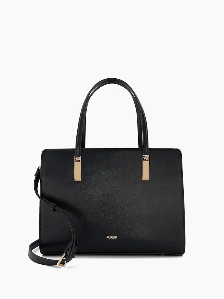 Dune London Black Large Denbeigh Branded Handle Tote Bag - Image 1 of 5