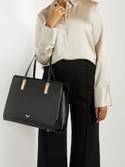 Dune London Black Large Denbeigh Branded Handle Tote Bag - Image 2 of 5