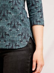 Weird Fish Blue Saffia Organic Printed Sparkle Jersey T-Shirt - Image 6 of 8