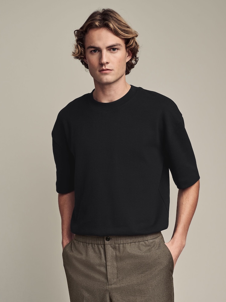 Black Relaxed Fit Smart Soft Touch Heavyweight T-Shirt - Image 1 of 7