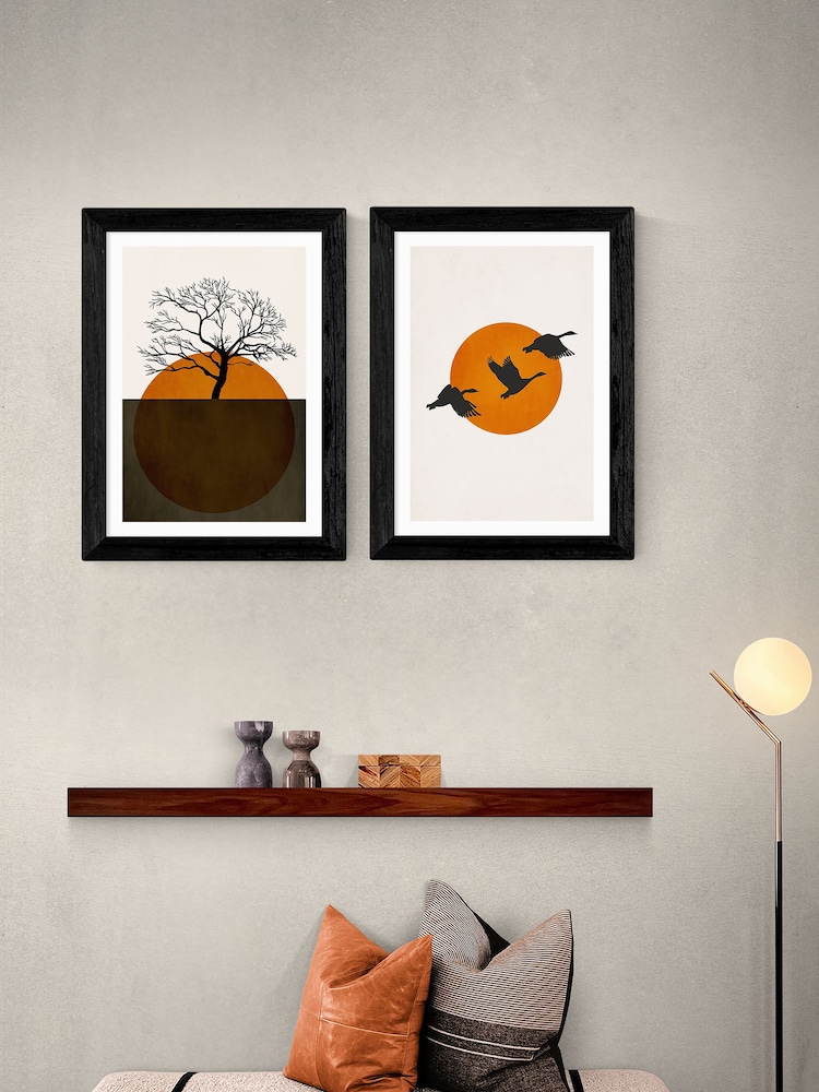 East End Prints Orange Days of Silence Wall Set by Kubistika - Image 1 of 2