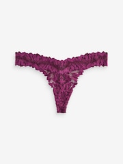 Plum Purple Thong Ultimate Comfort Lace Knickers - Image 6 of 8