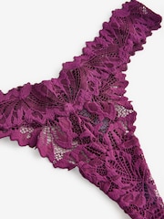 Plum Purple Thong Ultimate Comfort Lace Knickers - Image 7 of 8