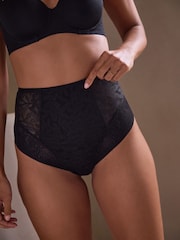 Black Floral Lace Tummy Control Knickers - Image 6 of 8