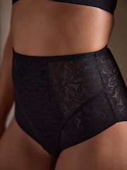 Black Floral Lace Tummy Control Knickers - Image 7 of 8