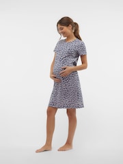 Mamalicious Blue Maternity Button Front Comfort Night Dress With Nursing Function - Image 2 of 5