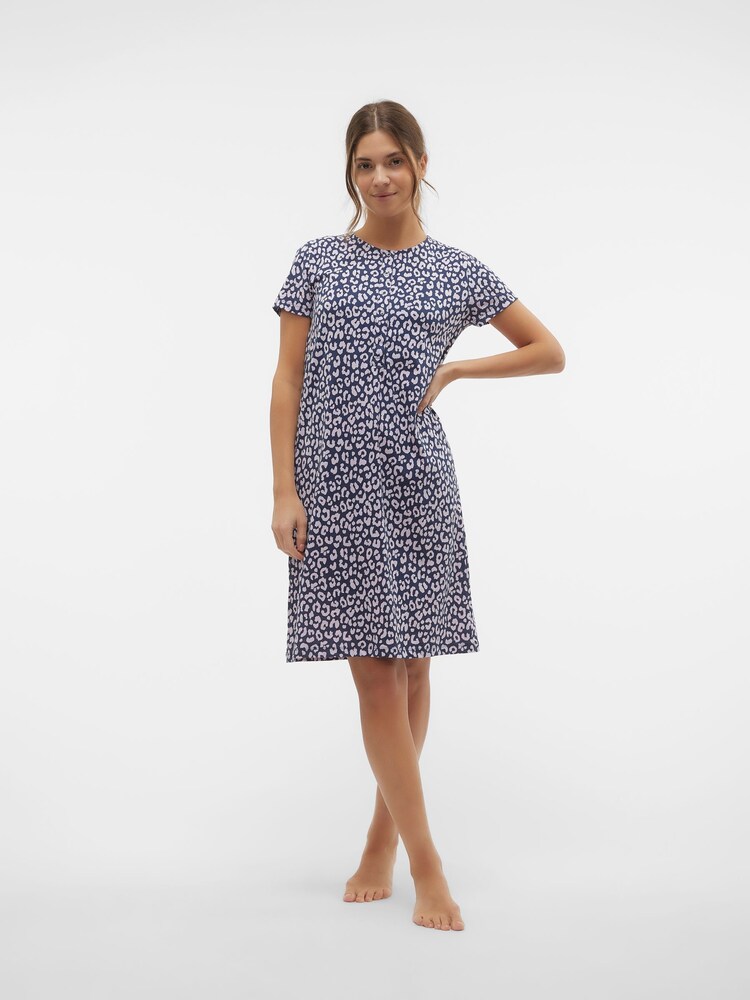 Mamalicious Blue Maternity Button Front Comfort Night Dress With Nursing Function - Image 5 of 5