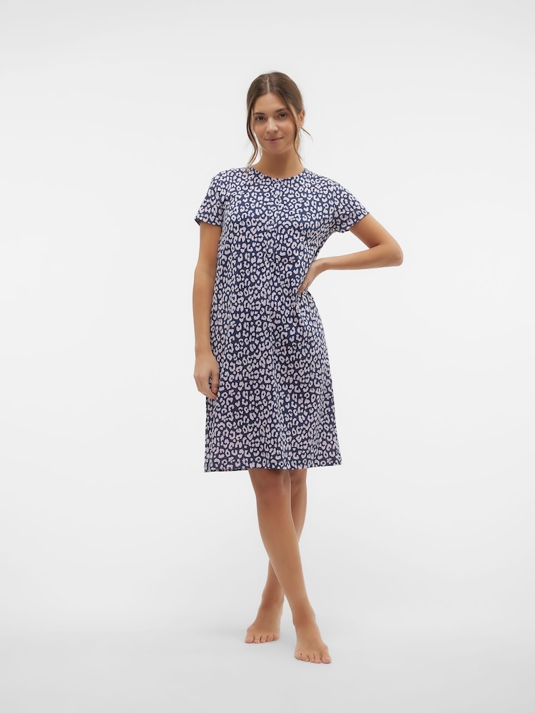 Mamalicious Blue Maternity Button Front Comfort Night Dress With Nursing Function - Image 5 of 5 Mamalicious Blue Maternity Button Front Comfort Night Dress With Nursing Function - Image 5 of 5