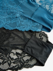 Schwarz & Petrol - Lace High Leg Knickers 2 Pack - Bild 8 von 9