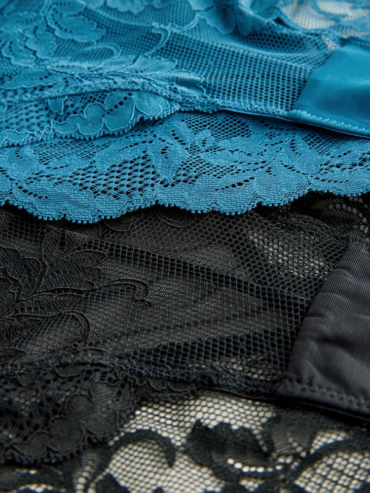 Schwarz & Petrol - Lace High Leg Knickers 2 Pack - Bild 9 von 9