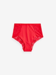 Red/Black High Rise Microfibre & Lace Knickers 2 Pack - Image 8 of 10