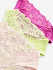 Pink/Blush/Lime Lace Knickers 3 Pack - Image 10 of 11