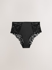 Black High Rise High Leg Floral Lace Knickers - Image 6 of 7