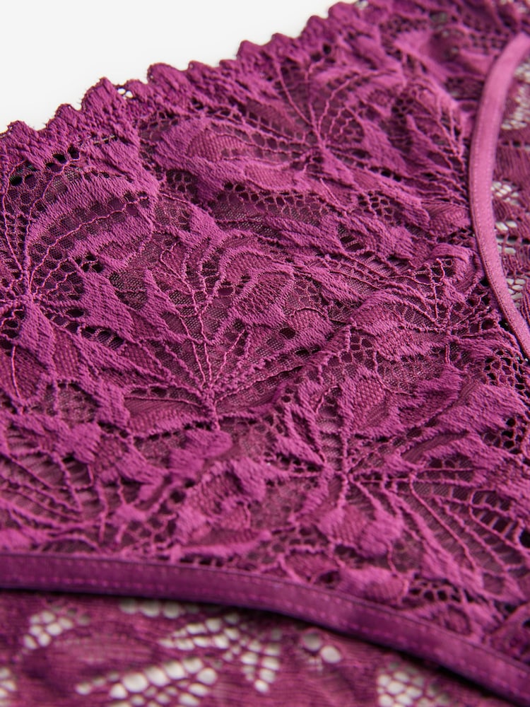 Plum Purple High Leg Ultimate Comfort Lace Knickers - Image 8 of 8