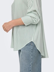 JDY Green Stripe Relaxed Shirt - Image 3 of 8